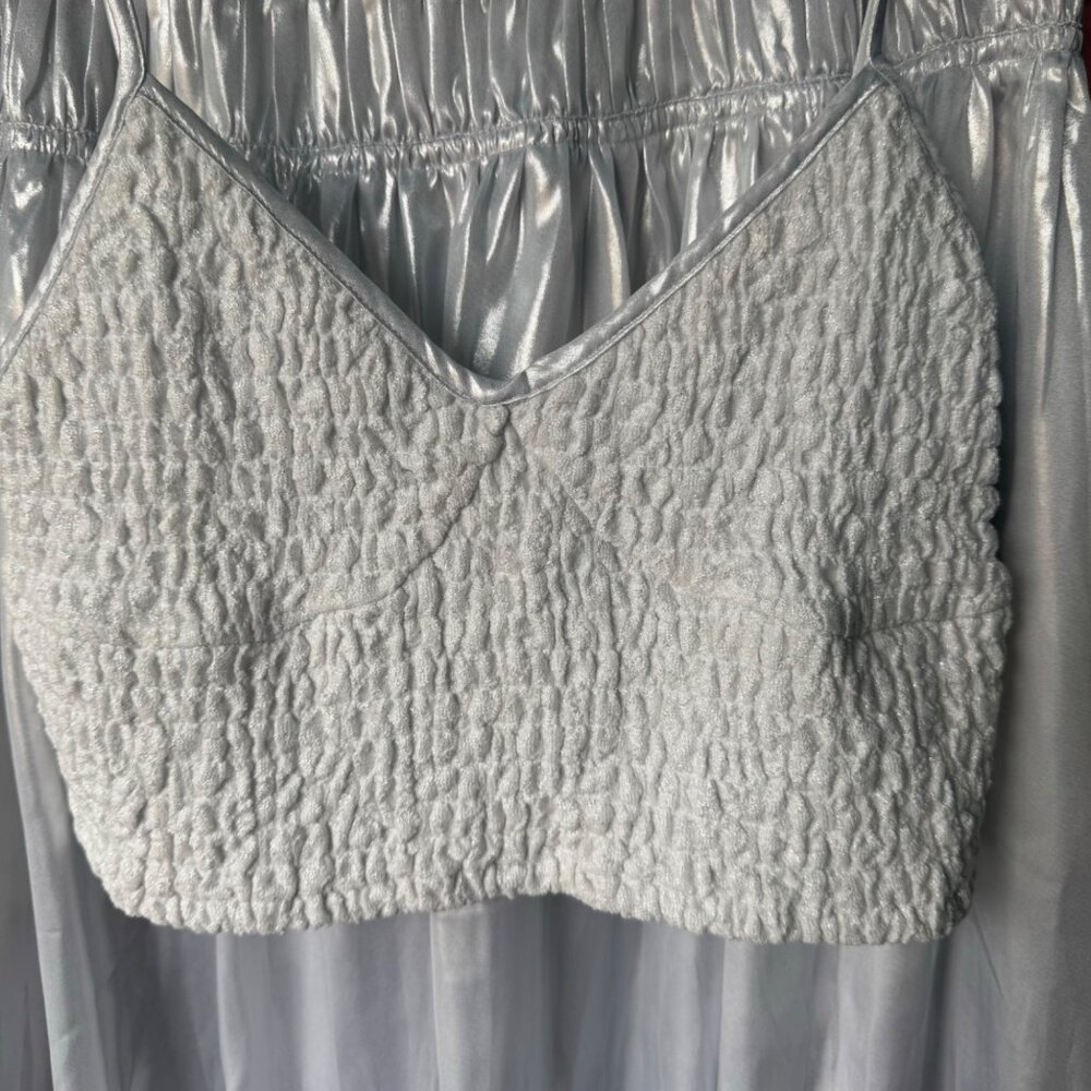 Free People Helin Skirt Set Shimmering Smocked Piped-Edge Detail Crop Tank Silky - Picture 9 of 16